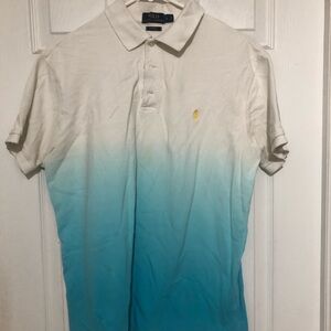 Ralph Lauren Men's Cream and Blue Gradient Polo Shirt